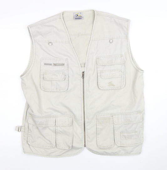 Sormatic Men's Beige XL Waistcoat Outdoor Utility Zip Pockets