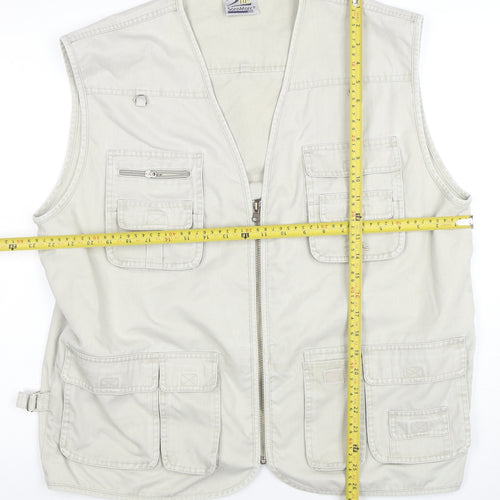 Sormatic Men's Beige XL Waistcoat Outdoor Utility Zip Pockets