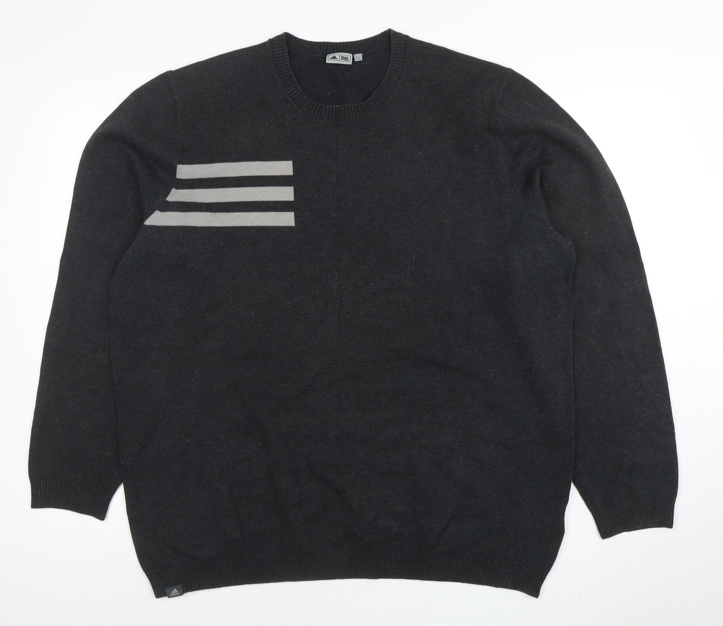 Adidas Men's Black XL Crew Neck Pullover Jumper Classic Knit