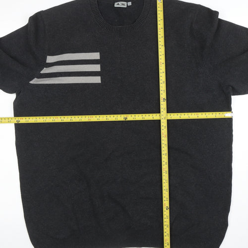 Adidas Men's Black XL Crew Neck Pullover Jumper Classic Knit