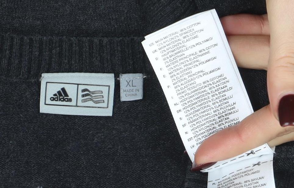 Adidas Men's Black XL Crew Neck Pullover Jumper Classic Knit