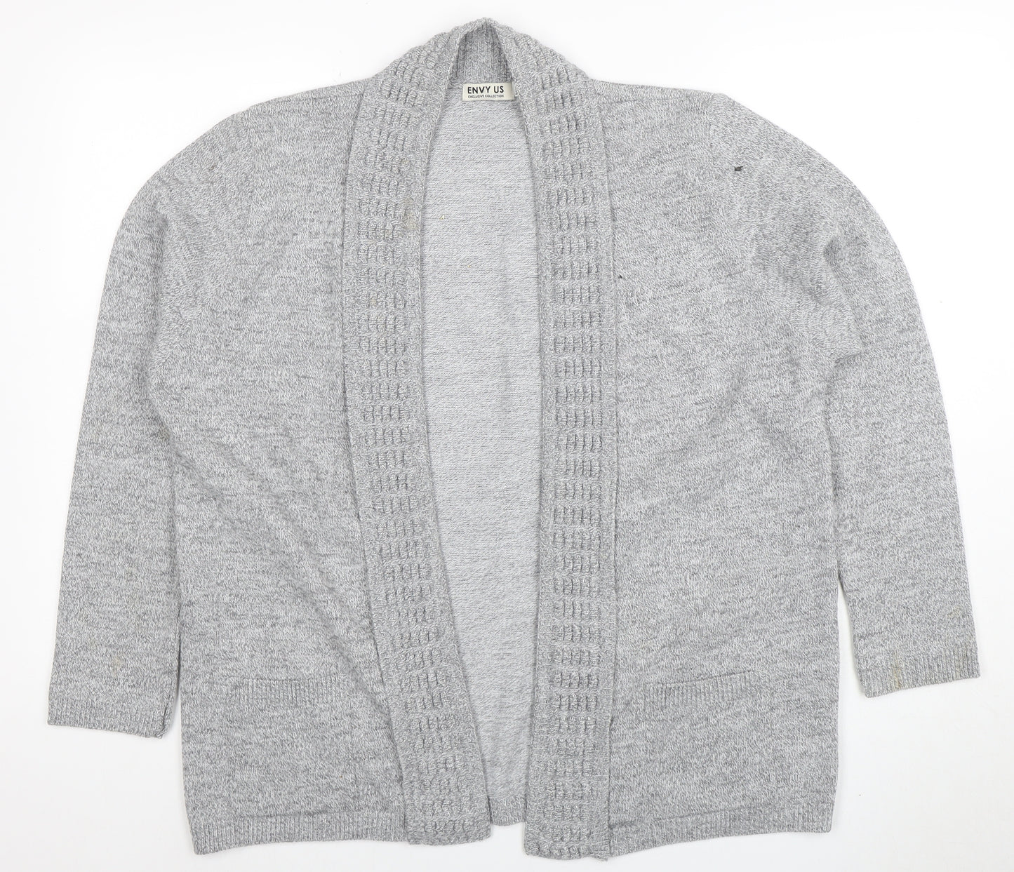 ENVY US Women’s Grey Knit Long Sleeve Open Cardigan 2XL