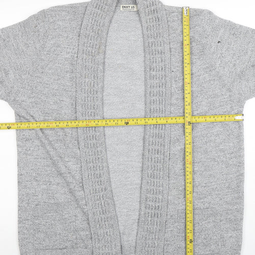 ENVY US Women’s Grey Knit Long Sleeve Open Cardigan 2XL