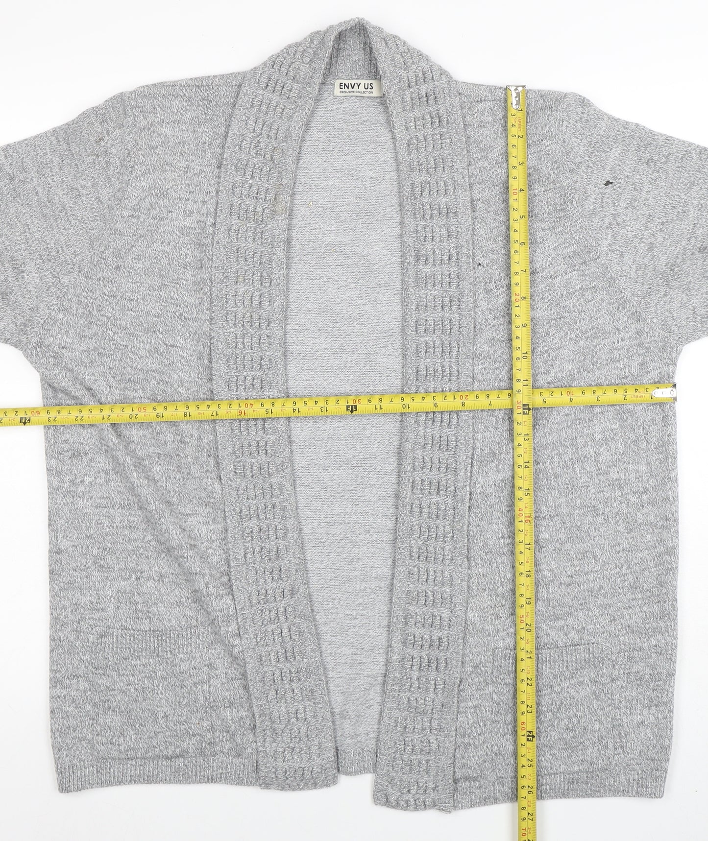 ENVY US Women’s Grey Knit Long Sleeve Open Cardigan 2XL