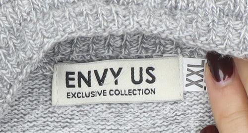 ENVY US Women’s Grey Knit Long Sleeve Open Cardigan 2XL