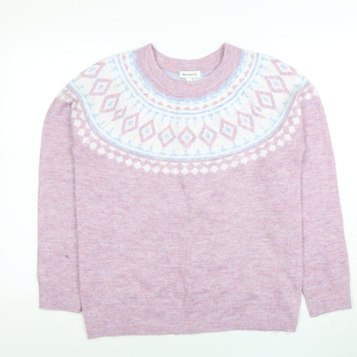 Bonmarché Womens Pink Fair Isle Knit Jumper Size 12