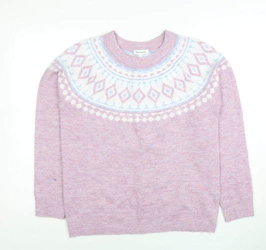 Bonmarché Womens Pink Fair Isle Knit Jumper Size 12