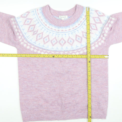 Bonmarché Womens Pink Fair Isle Knit Jumper Size 12