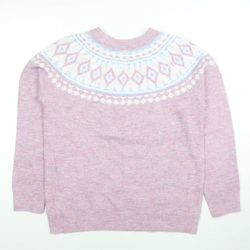 Bonmarché Womens Pink Fair Isle Knit Jumper Size 12