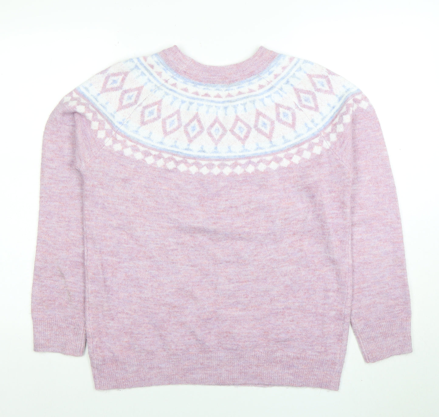 Bonmarché Womens Pink Fair Isle Knit Jumper Size 12