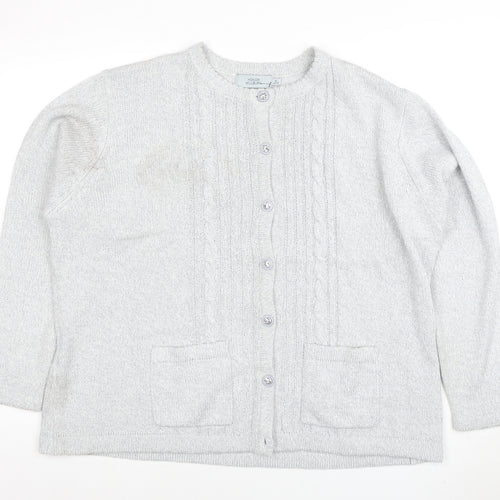 Honor Millburn Women's Grey Acrylic Cable Knit Cardigan XL