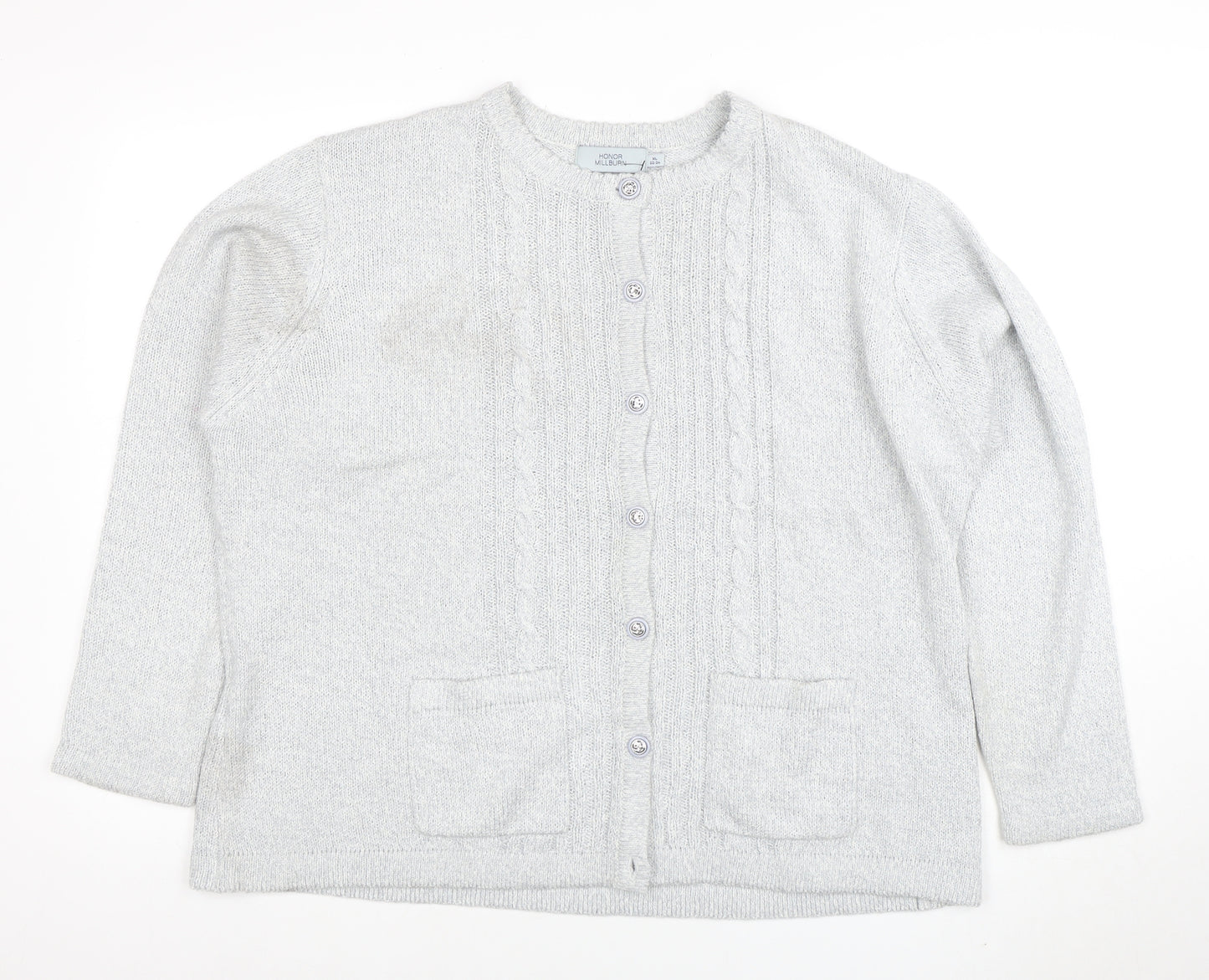 Honor Millburn Women's Grey Acrylic Cable Knit Cardigan XL