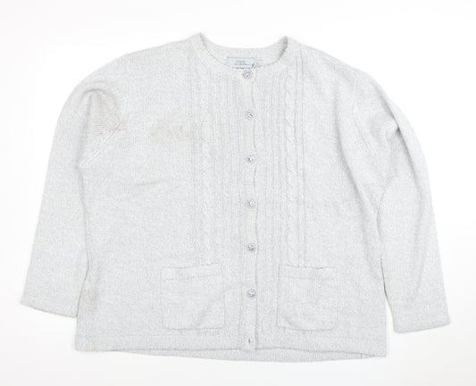 Honor Millburn Women's Grey Acrylic Cable Knit Cardigan XL