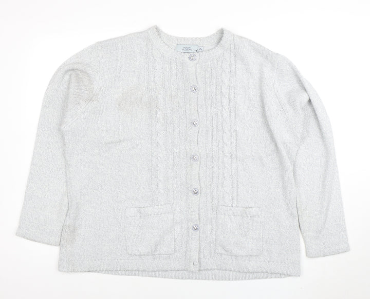 Honor Millburn Women's Grey Acrylic Cable Knit Cardigan XL