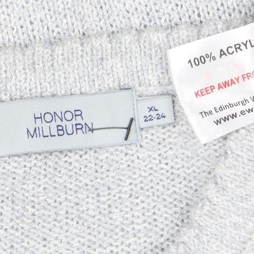 Honor Millburn Women's Grey Acrylic Cable Knit Cardigan XL