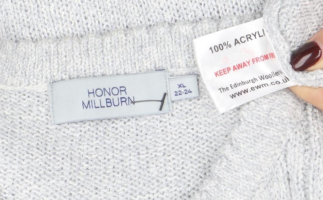 Honor Millburn Women's Grey Acrylic Cable Knit Cardigan XL