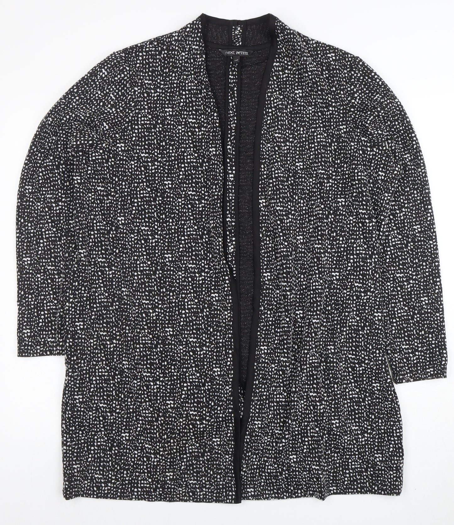 Next Petite Women's Black Geometric Open Long Sleeve Cardigan Size 18