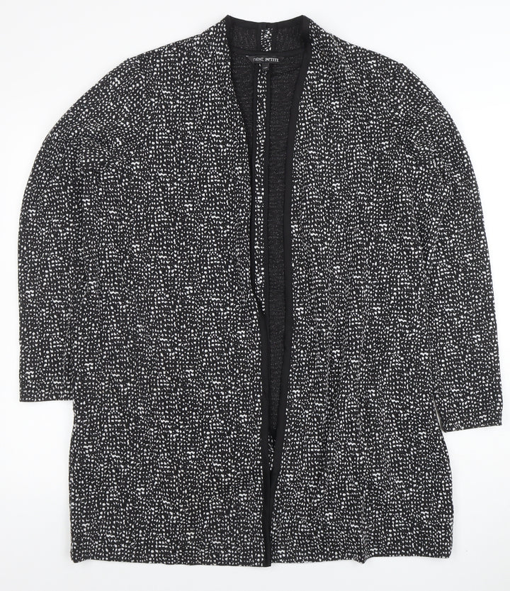Next Petite Women's Black Geometric Open Long Sleeve Cardigan Size 18