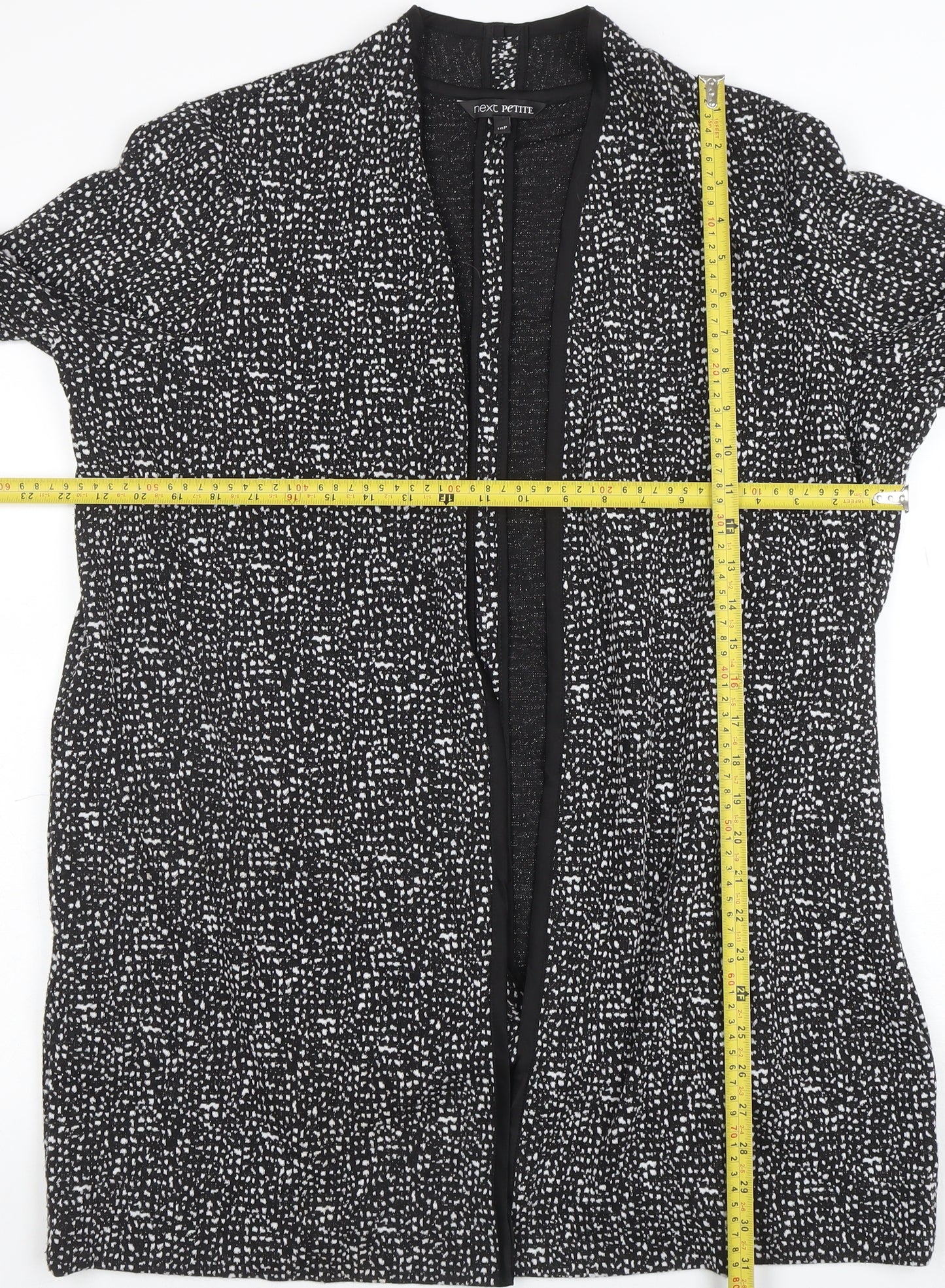 Next Petite Women's Black Geometric Open Long Sleeve Cardigan Size 18