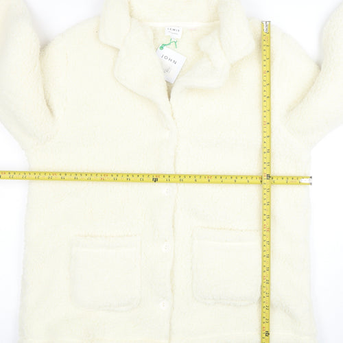 John Lewis Women Ivory Fleece Button Jacket Size L Winter Casual