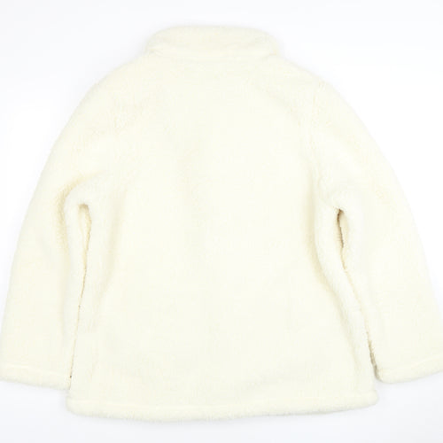 John Lewis Women Ivory Fleece Button Jacket Size L Winter Casual