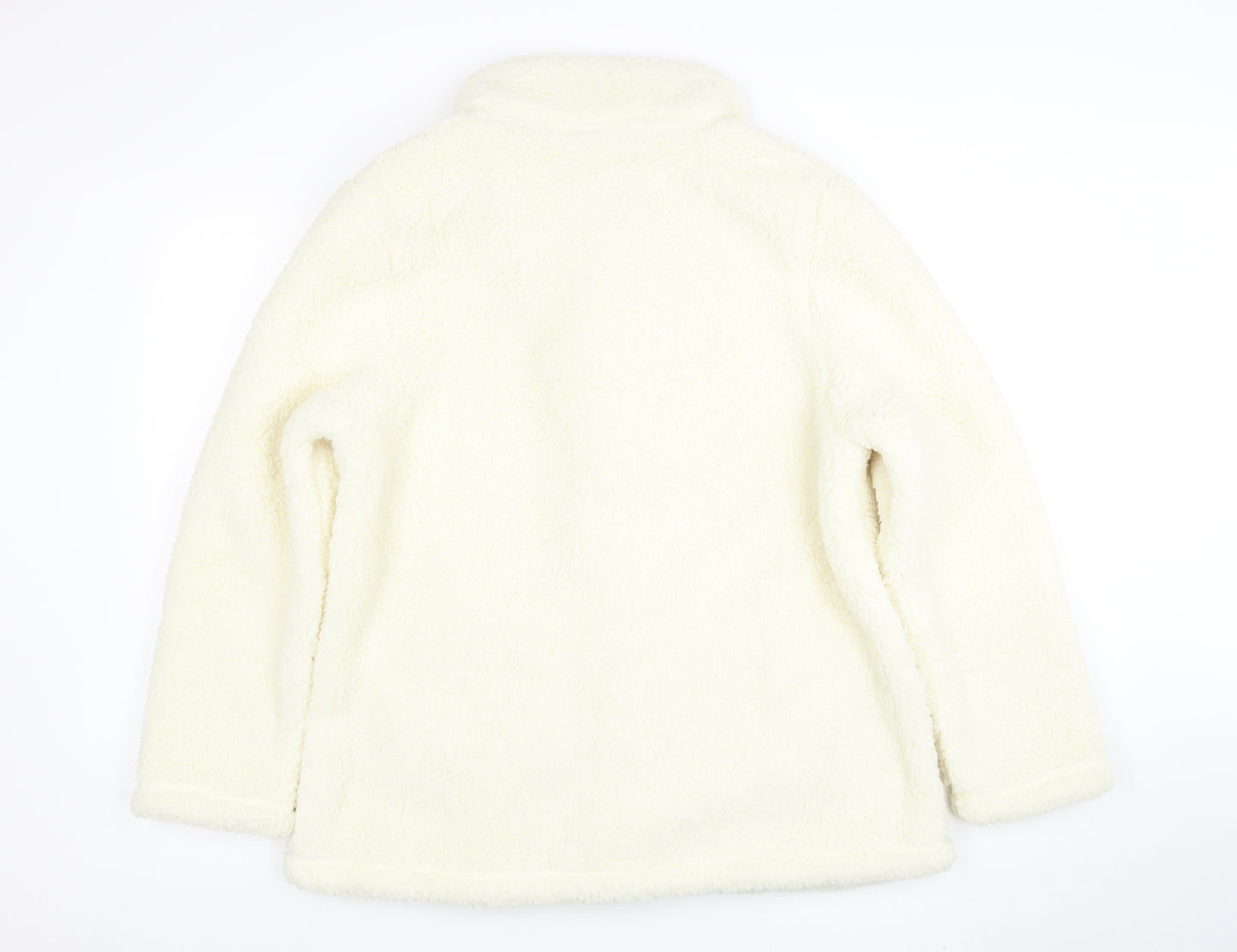 John Lewis Women Ivory Fleece Button Jacket Size L Winter Casual