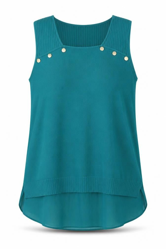 Front view of Next Women Green Sleeveless Knit Tank Top, size L