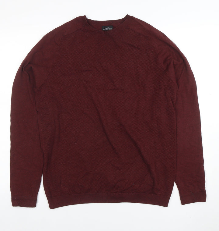Next Men's Red Cotton Crew Neck Jumper Size M Regular Fit