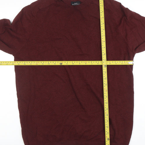 Next Men's Red Cotton Crew Neck Jumper Size M Regular Fit