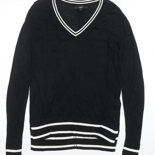 Next Womens Black V-Neck Long Sleeve Knit Top Size 8