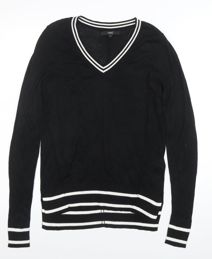Next Womens Black V-Neck Long Sleeve Knit Top Size 8