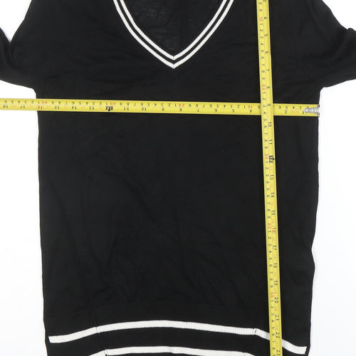 Next Womens Black V-Neck Long Sleeve Knit Top Size 8
