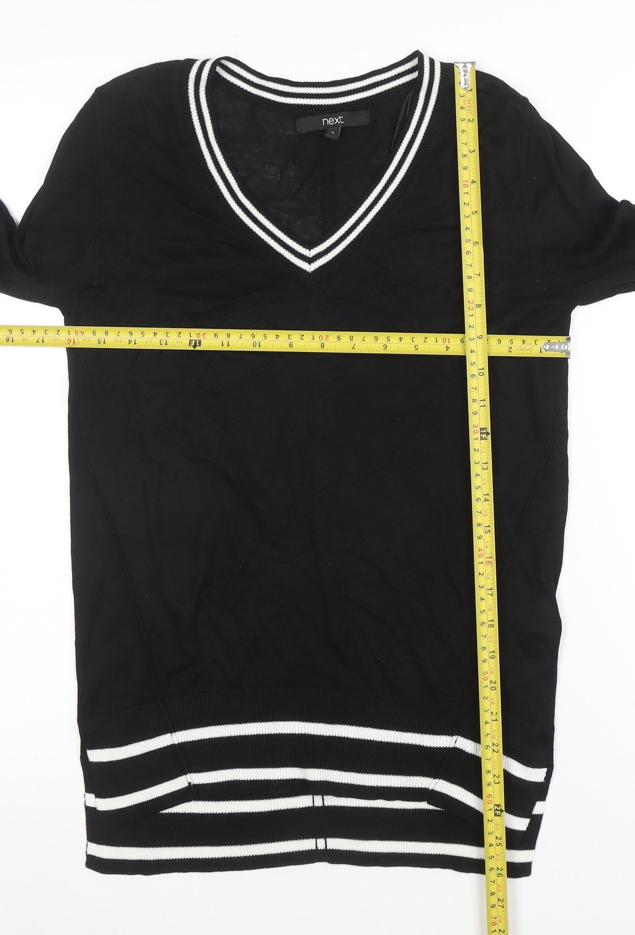 Next Womens Black V-Neck Long Sleeve Knit Top Size 8