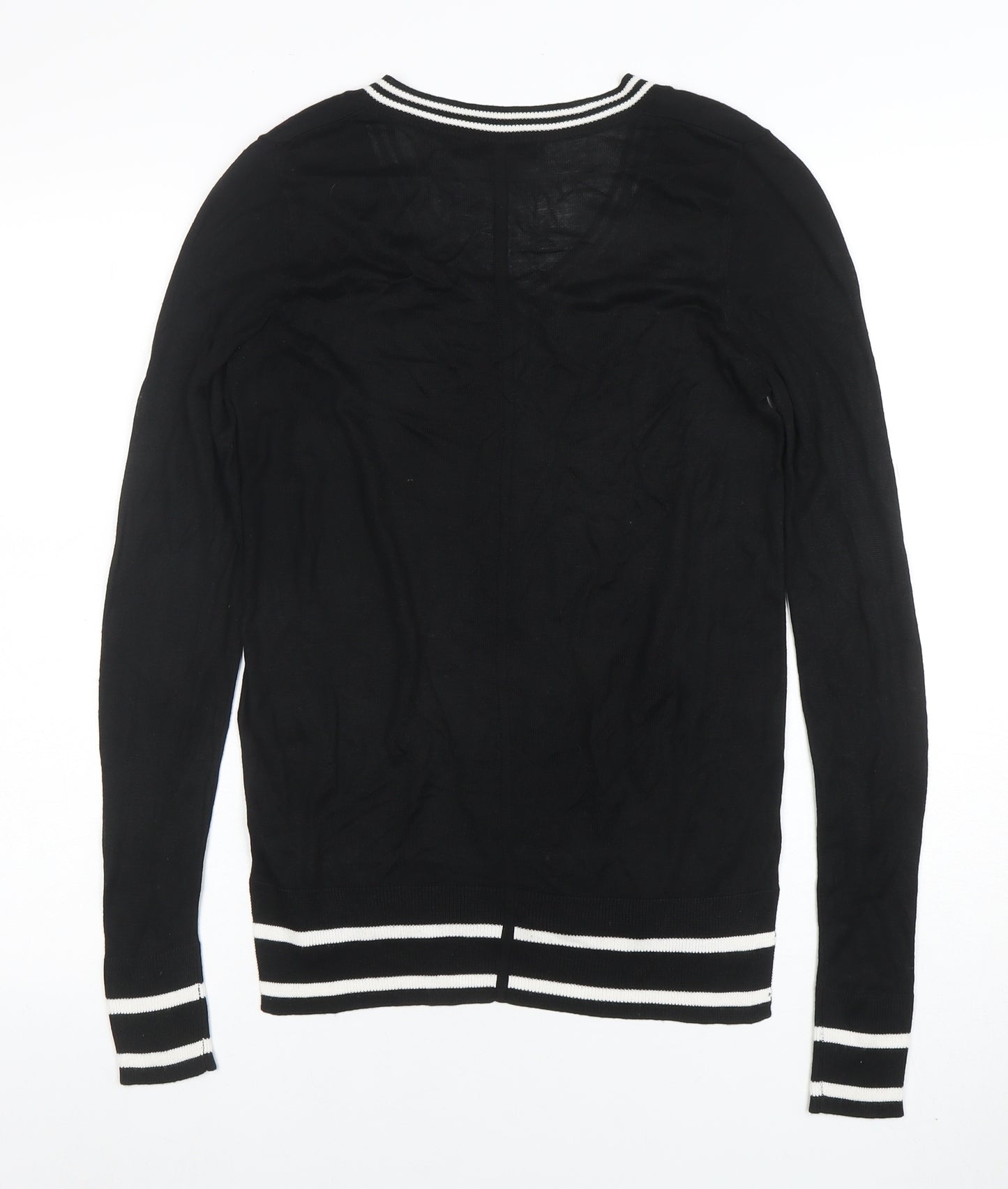 Next Womens Black V-Neck Long Sleeve Knit Top Size 8