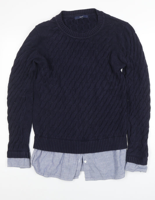 Next Women Blue Cable-Knit Pullover Jumper Size 14