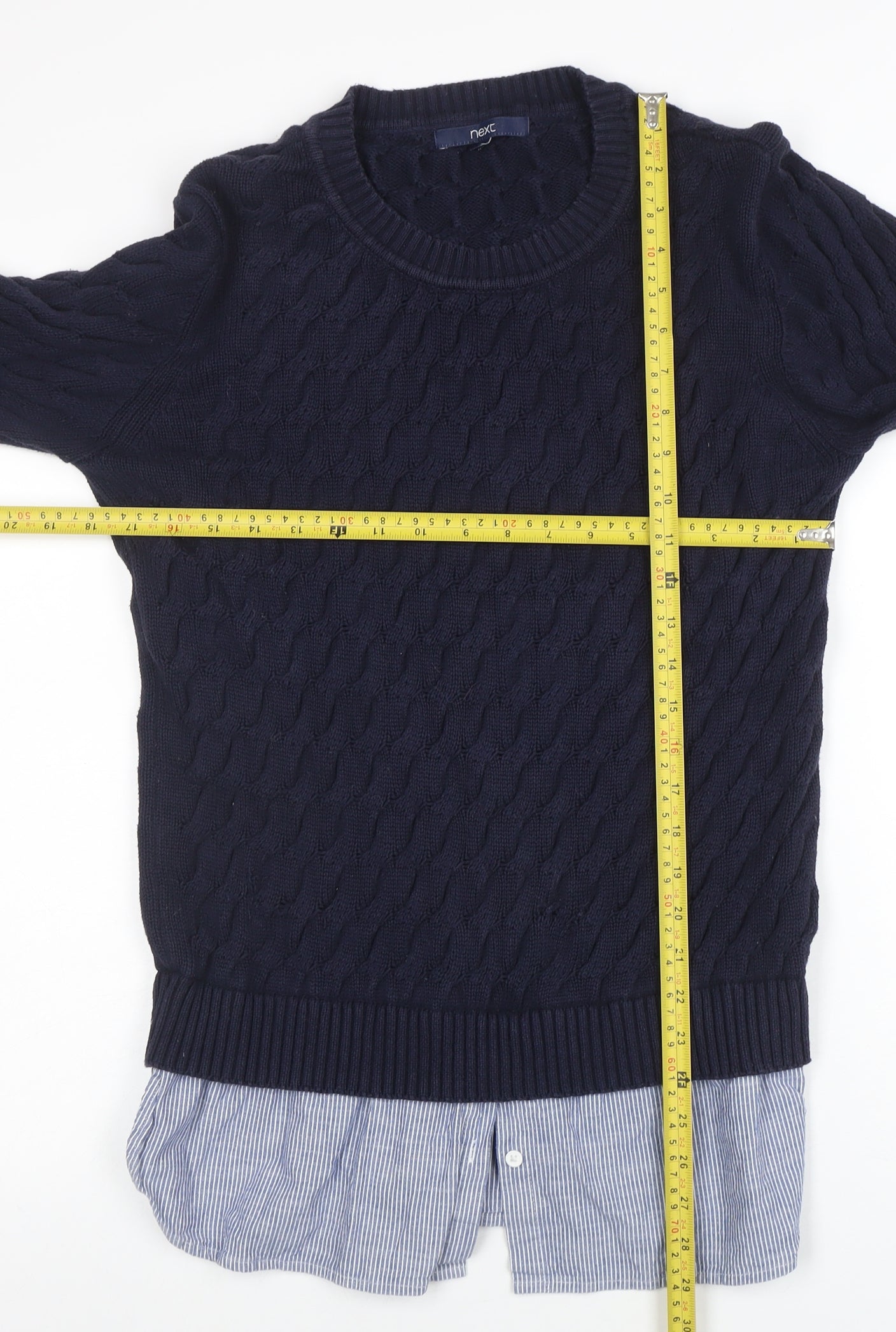 Next Women Blue Cable-Knit Pullover Jumper Size 14