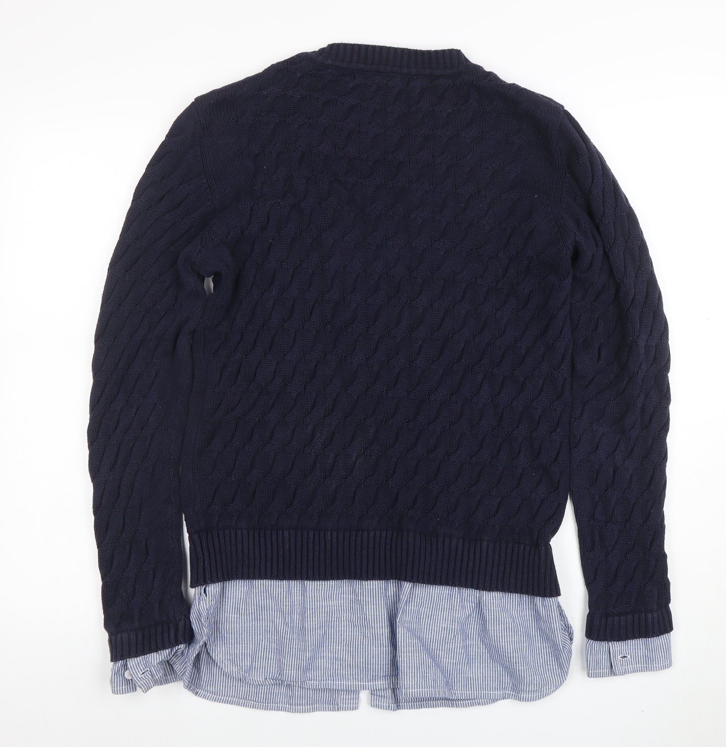 Next Women Blue Cable-Knit Pullover Jumper Size 14