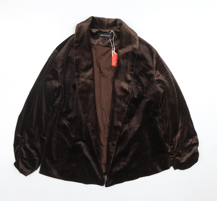 Mint Limit Women’s Brown Velvet Open Front Blazer Size L