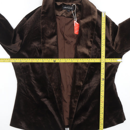 Mint Limit Women’s Brown Velvet Open Front Blazer Size L