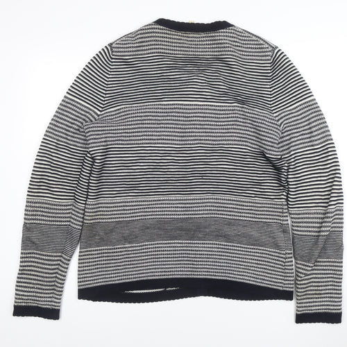 Viyella Womens Blue Striped Cotton Cardigan L Long Sleeve