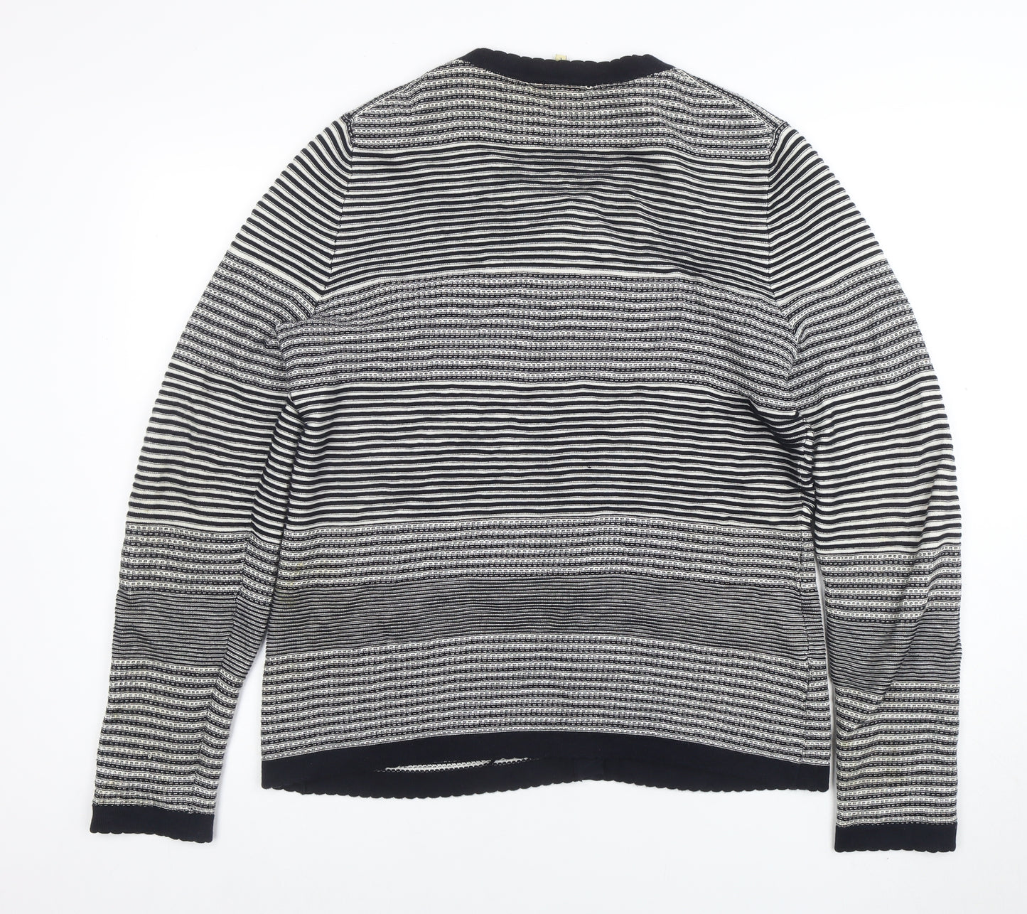 Viyella Womens Blue Striped Cotton Cardigan L Long Sleeve