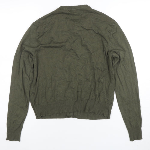 Marks and Spencer Women's Green Size 10 Crew Neck Button Cardigan