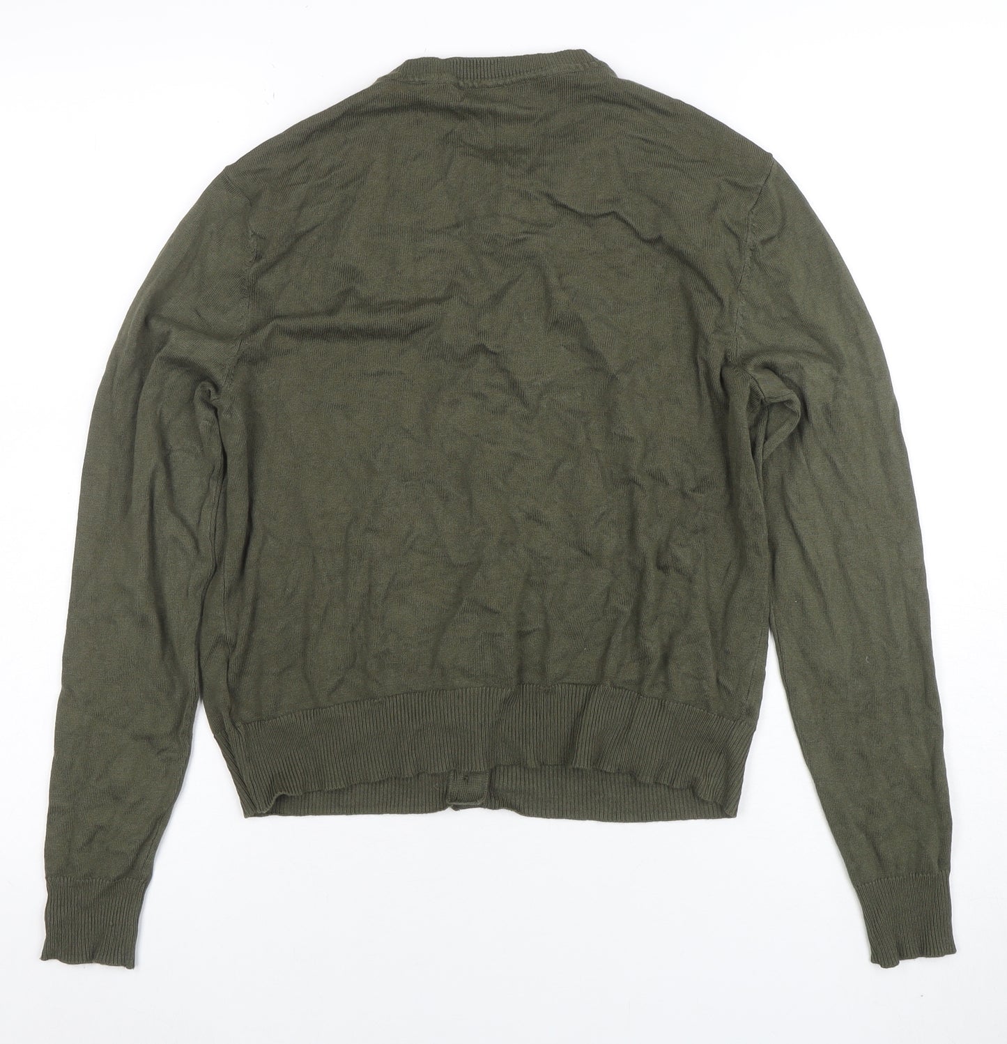 Marks and Spencer Women's Green Size 10 Crew Neck Button Cardigan