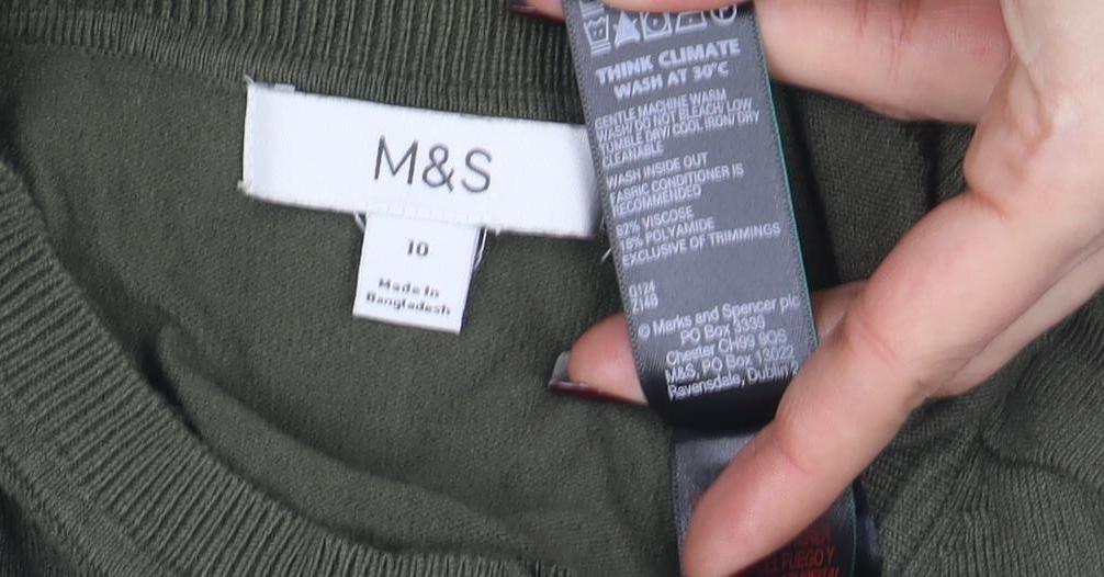 Marks and Spencer Women's Green Size 10 Crew Neck Button Cardigan