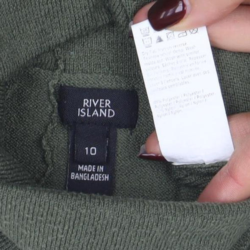 River Island Women's Green Roll Neck Long Sleeve Knit Top Size 10