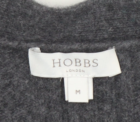 Hobbs Women Grey Merino Wool V-Neck Button Cardigan M