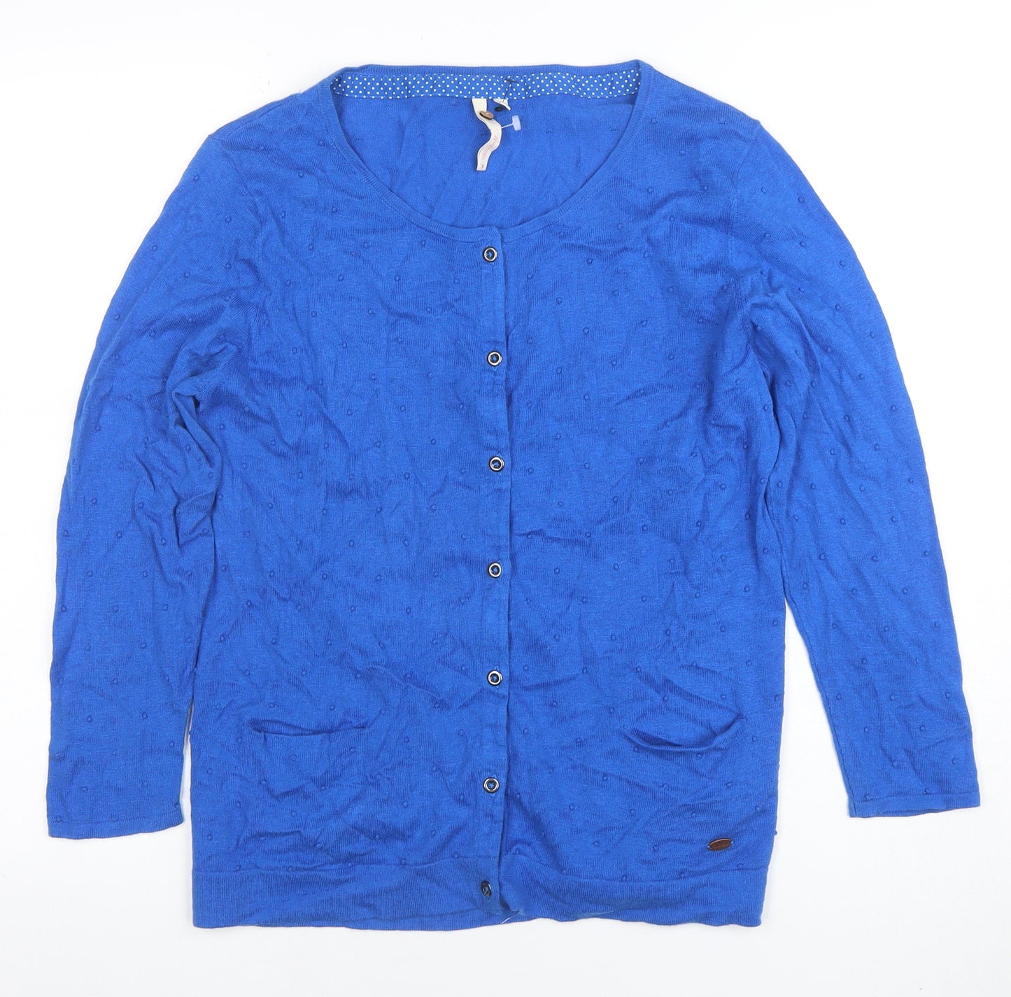 White Stuff Women's Blue Cotton Cardigan Size 14