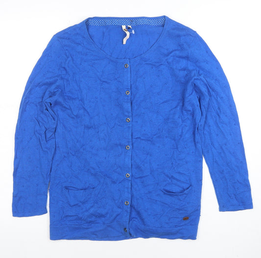 White Stuff Women's Blue Cotton Cardigan Size 14