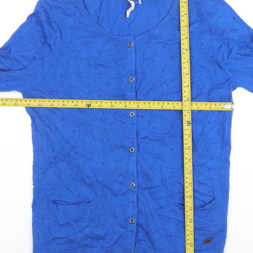 White Stuff Women's Blue Cotton Cardigan Size 14