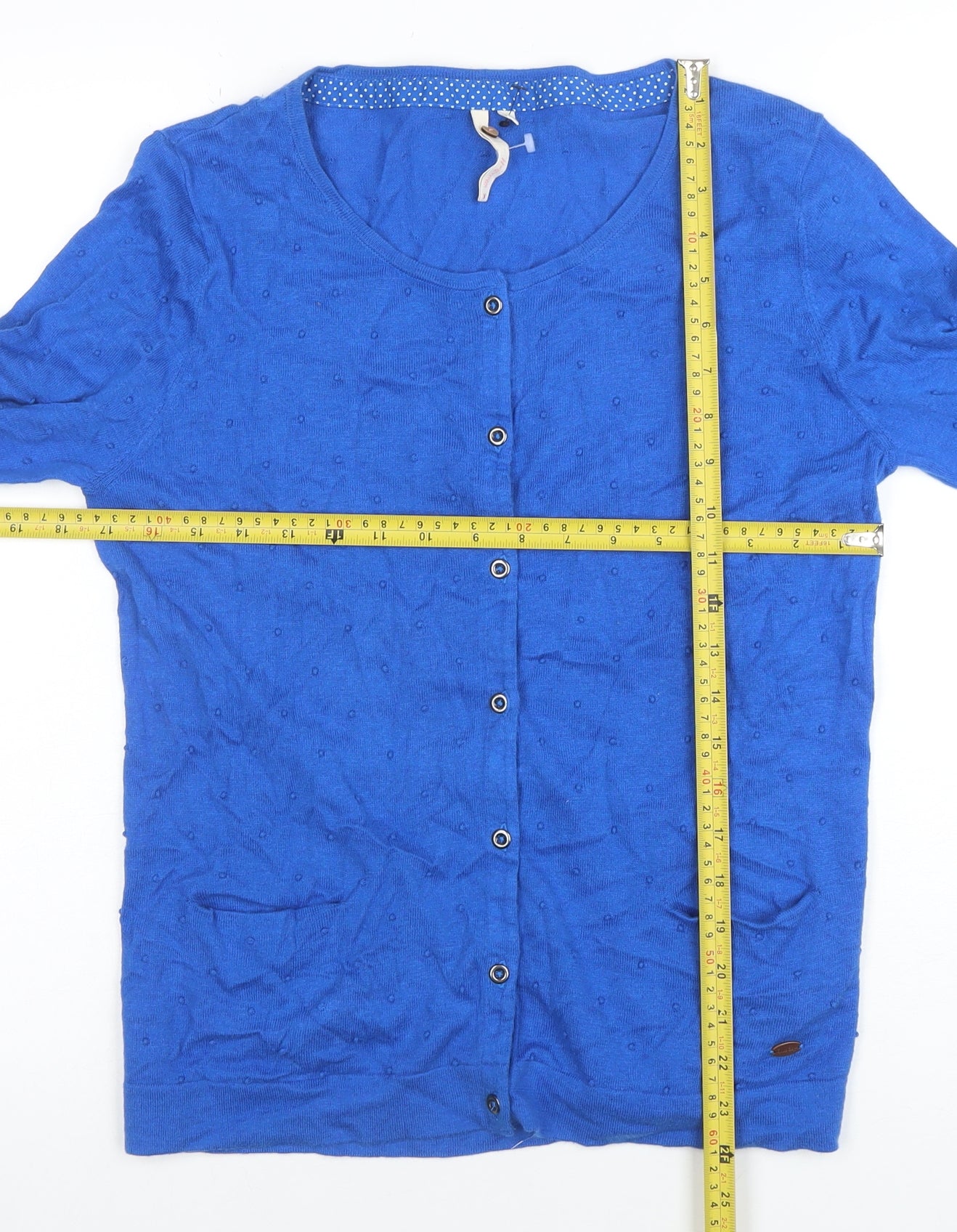 White Stuff Women's Blue Cotton Cardigan Size 14